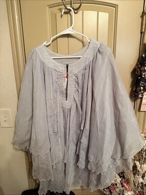 Ashley Stewart Light Lavender Layered Pancho Style Blouse
